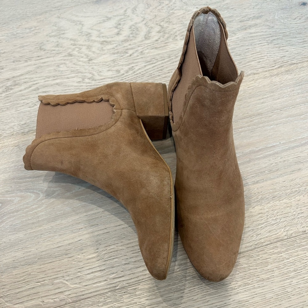 kate spade Brown Suede Scallop Ankle Booties - Size 7.5